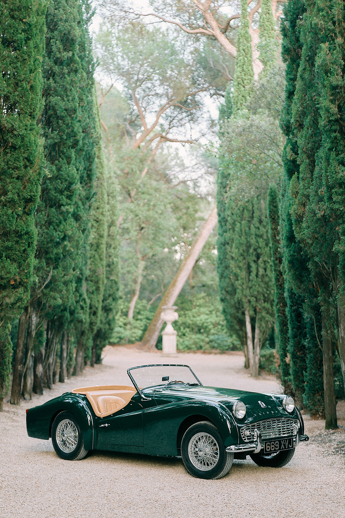 A view of the Provence Classics 1959 Triumph TR3A