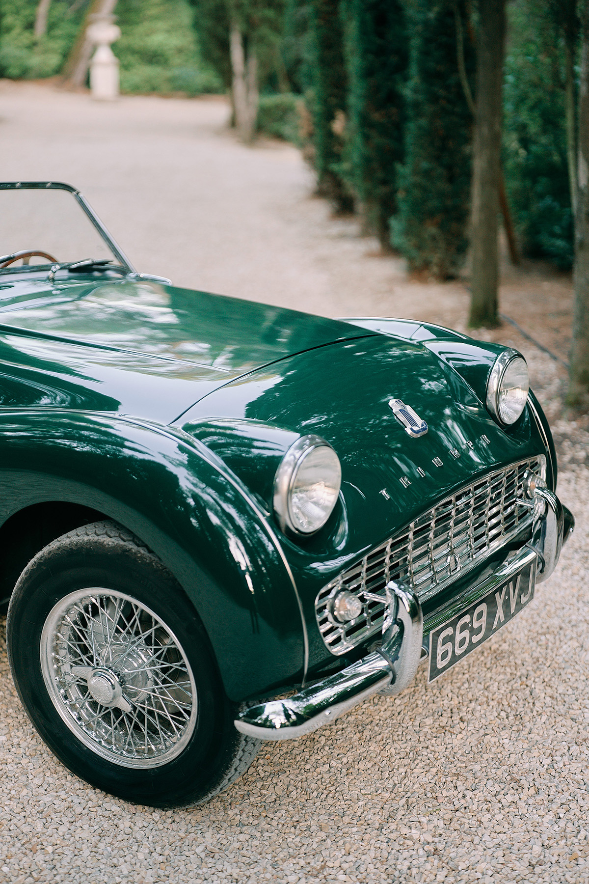 A view of the Provence Classics 1959 Triumph TR3A